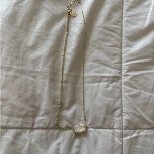 White Opal Necklace Gold Tone | Kendra Scott Style | Dainty Minimal Necklace